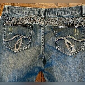Y2K D&G Dolce & Gabbana Blue Denim with embellished Rhinestones - Size 31